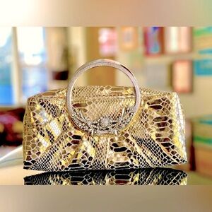 Vintage Rhinestone metallic convertible clutch bag excellent condition